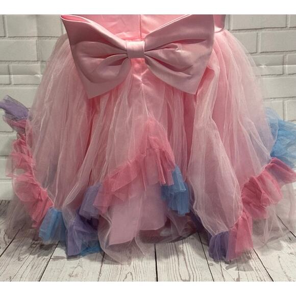 Elegant Princess Pink Party Dress Size 90 US 18-24 Months Tulle Bow Dress Sequin - Picture 14 of 14